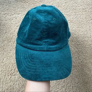 emerald green adjustable corduroy baseball cap.